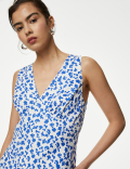 Lyocell Blend Floral V-Neck Midaxi Tea Dress