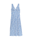 Lyocell Blend Floral V-Neck Midaxi Tea Dress