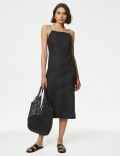 Linen Rich Beaded Midi Slip Dress
