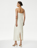 Linen Blend Embellished Midaxi Column Dress
