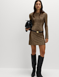 Lurex Metallic Mini Shift Dress