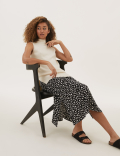 Heart Print Midaxi A-Line Skirt