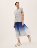 Ombre Pleated Midaxi Skirt