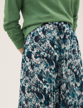 Animal Print Pleated Midaxi Skirt