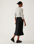 Satin Pleated Midaxi Skirt