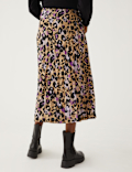 Jersey Animal Print Pleated Midi Skirt