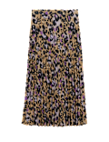 Jersey Animal Print Pleated Midi Skirt