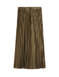Foil Pleated Midi Skirt