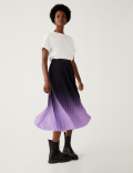 Ombre Pleated Midaxi Skirt