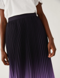 Ombre Pleated Midaxi Skirt