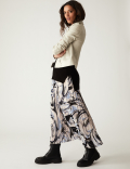 Marble Print Pleated Midaxi Skirt