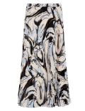 Marble Print Pleated Midaxi Skirt