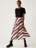 Striped Pleated Midaxi Skirt
