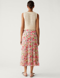 Printed Pleated Midaxi Skirt