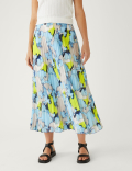 Printed Pleated Midaxi Skirt