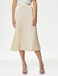 Satin Pleated Midaxi Skirt