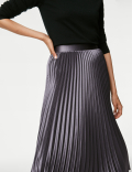 Satin Pleated Midaxi Skirt