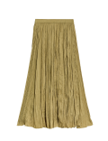 Textured Pleated Midi Skirt