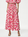 Pure Cotton Printed Maxi A-Line Skirt