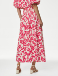 Pure Cotton Printed Maxi A-Line Skirt