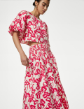 Pure Cotton Printed Maxi A-Line Skirt