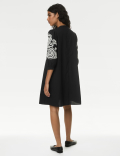 Pure Cotton Embroidered Mini Smock Dress