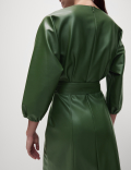 Faux Leather Belted Mini column Dress