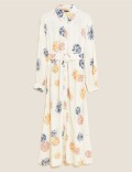 Large Floral Belt Shirt Midaxi