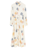 Large Floral Belt Shirt Midaxi