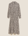 Dogtooth Belted Midaxi Shirt Dress