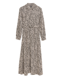 Dogtooth Belted Midaxi Shirt Dress
