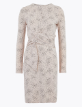 Printed Tie Front Mini Bodycon Dress