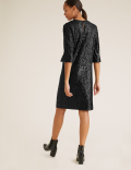 Sequin Knee Length Shift Dress