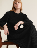 Plisse Belted Midaxi Waisted Dress