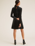 Velvet Shirred Neck Swing Dress