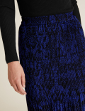 Snake Print Plisse Midi Straight Skirt