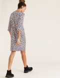 Crepe Animal Print V-Neck Shift Dress