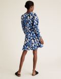 Floral Puff Sleeve Mini Tea Dress '