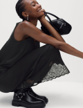 Satin Lace Midaxi Slip Skirt