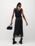 Satin Lace Midaxi Slip Skirt