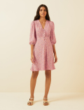 Floral V-Neck Button Through Mini Tea Dress