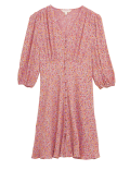 Floral V-Neck Button Through Mini Tea Dress