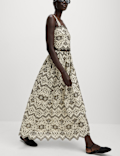 Pure Cotton Embroidered Maxi Circle Skirt