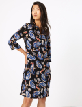 Crepe Paisley Print Shift Dress