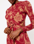 Jersey Floral Tie Waist Bodycon Dress