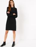 Crepe Collared Neck Shift Dress