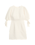 Jacquard Tie Detail Mini Shift Dress