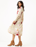 Floral Print Midi Shirt Dress