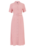 Polka Dot Belted Midaxi Shirt Dress