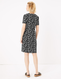 Crepe Floral V-Neck Shift Dress
